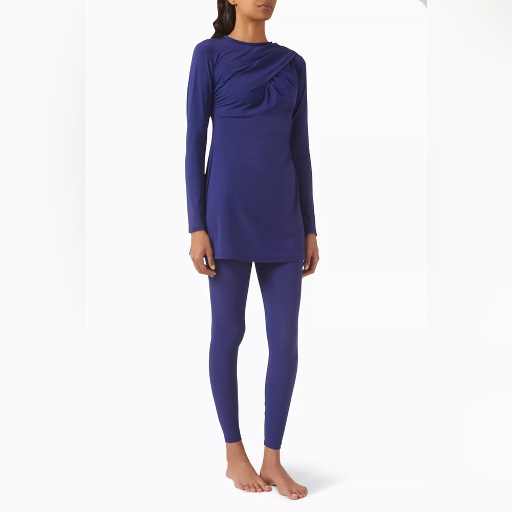 Moeva‎ Womens Blue Modest Top Swimwear Size Small